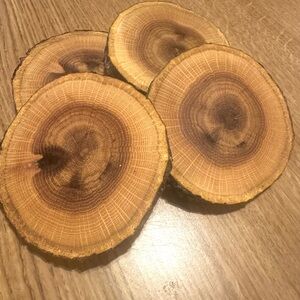 Natural Wood Slice Coasters - Oak